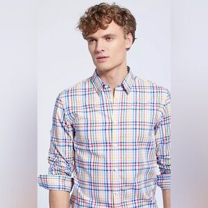 Wolczanka Rainbow Plaid Men's Shirt Cotton, Wrinkle Resistant Size Large